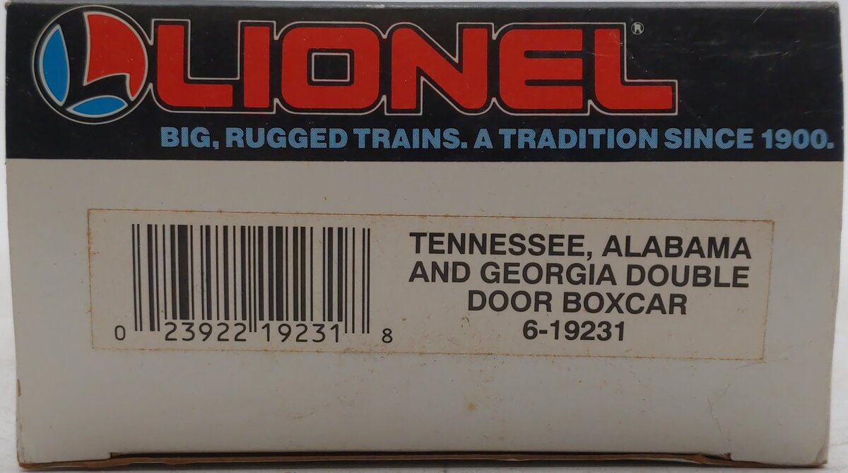 Lionel 6-19231 O Gauge Tennessee, Alabama and Georgia Double Door Boxcar NIB