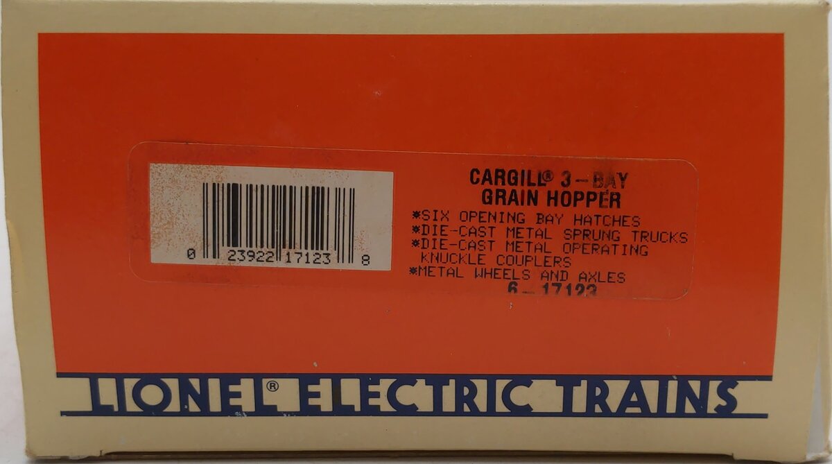 Lionel 6-17123 O Gauge Cargill 3-Bay Grain Hopper #844304 LN/Box