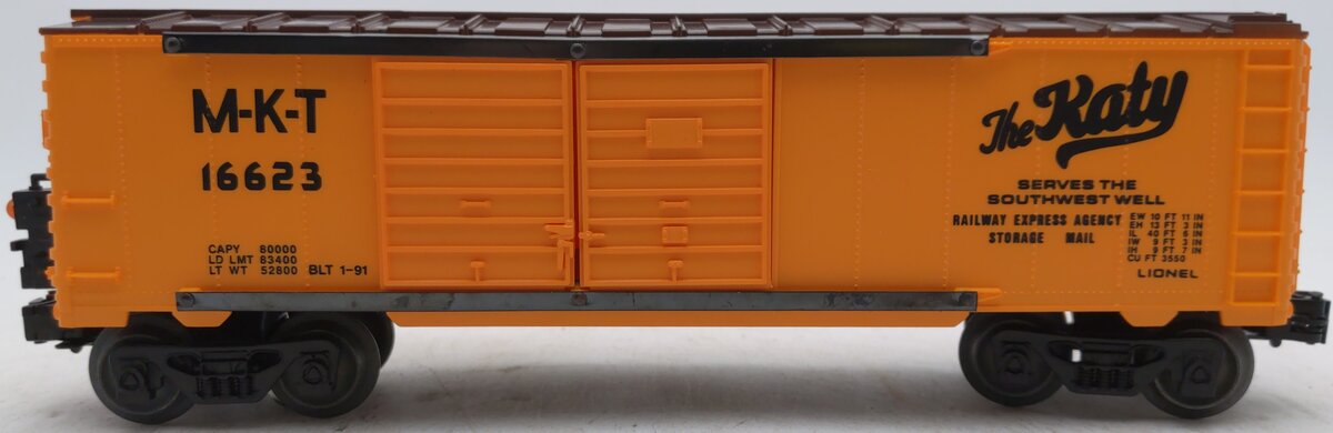Lionel 6-16623 O Gauge Katy Double Door Boxcar with End-Of-Train Device LN/Box
