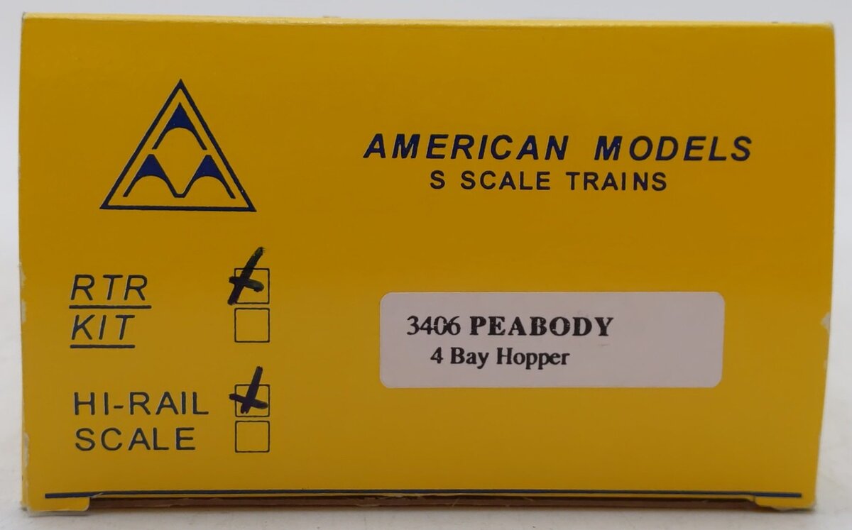 American Models 3406 S Scale Peabody 4-Bay Hopper #8676 EX/Box