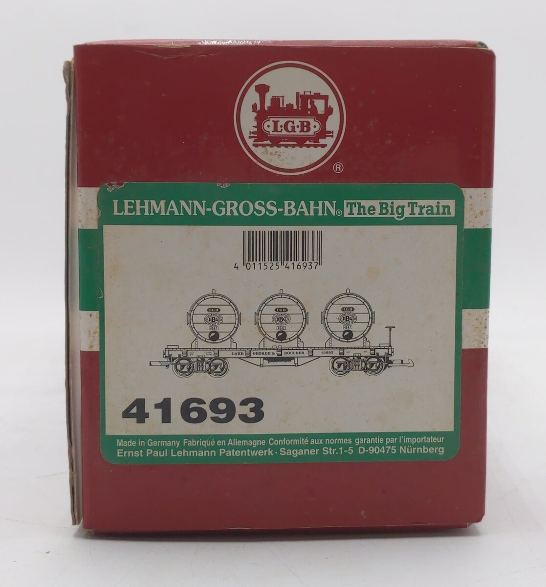 LGB 41693 G Scale LG&B Flatcar with Barrels EX/Box