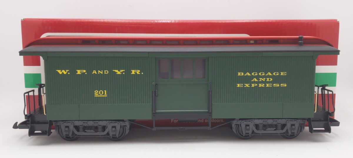 LGB 36845 G White Pass & Yukon Baggage Car #201 - Plastic Wheels
