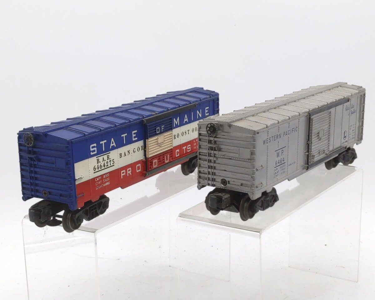 Lionel Vintage O Gauge Postwar Western Pacific & State of Maine Boxcars [2] VG