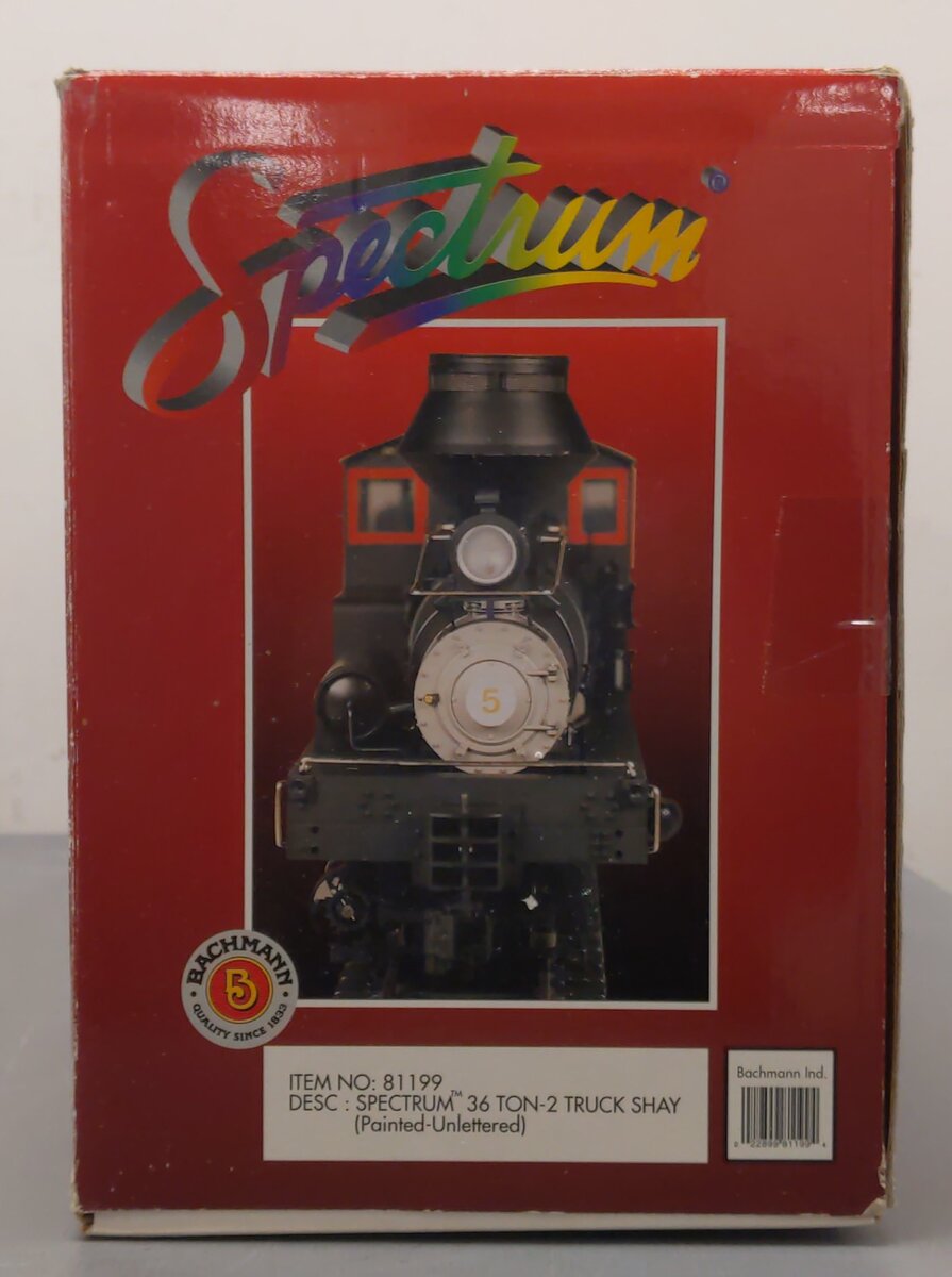 Bachmann 81199 Spectrum G Scale 36-Ton Two-Truck Class B Shay/Box