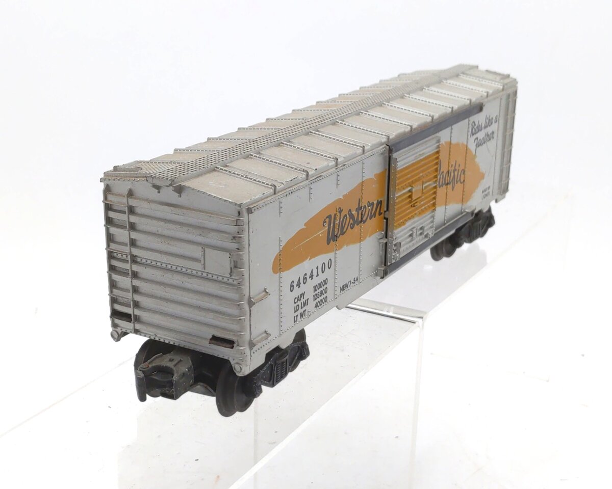 Lionel 6464-100 Vintage O Western Pacific Boxcar - Type IV w/Long Orange Feather VG