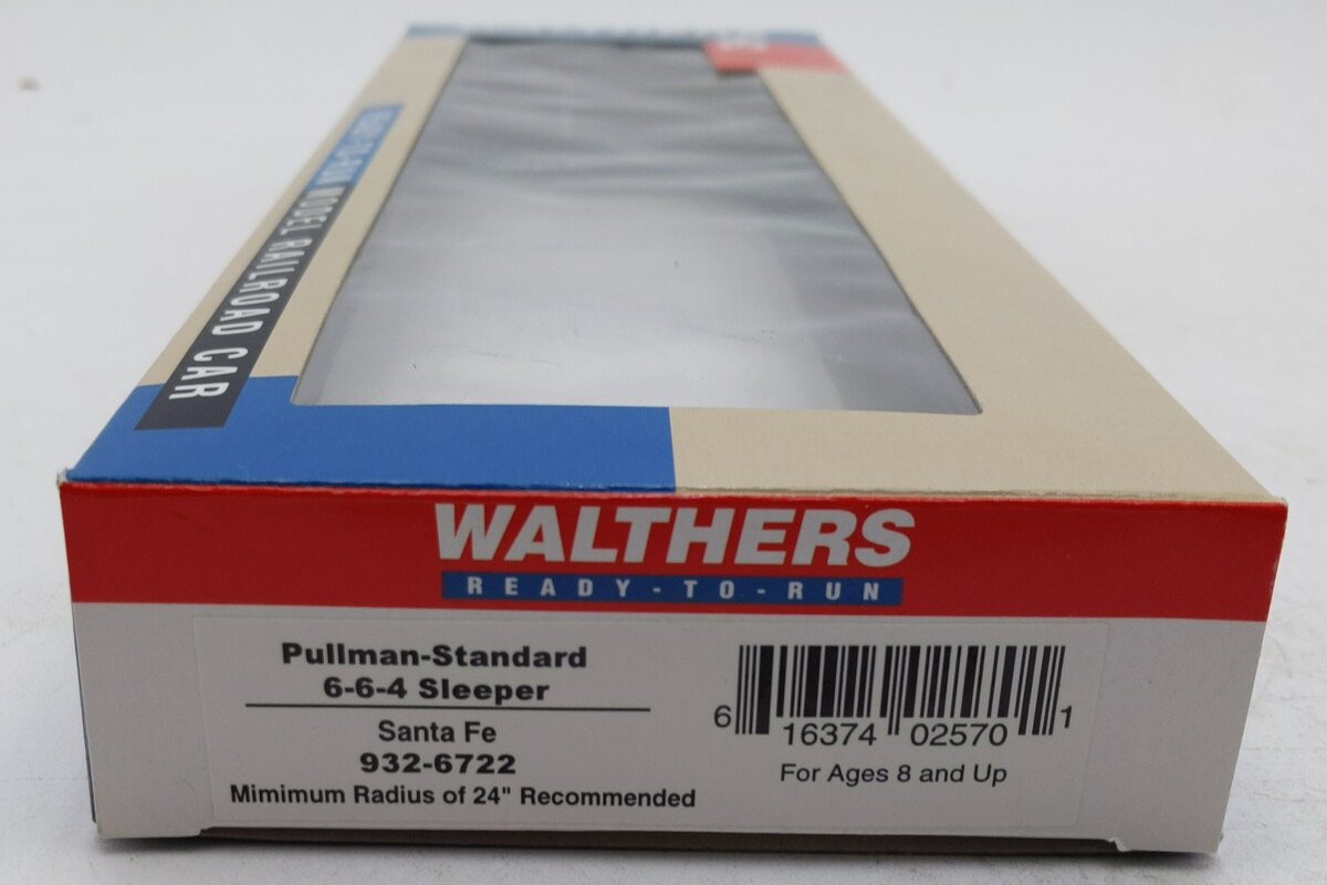 Walthers 932-6722 HO Santa Fe Pullman-Standard 6-6-4 Sleeper Car LN/Box