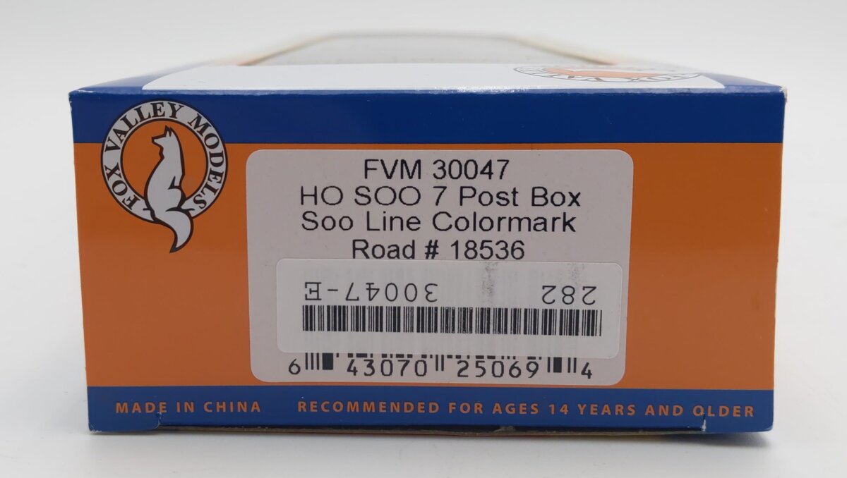 Fox Valley Models 30047 HO Scale SOO Line 7 Post Boxcar #18536