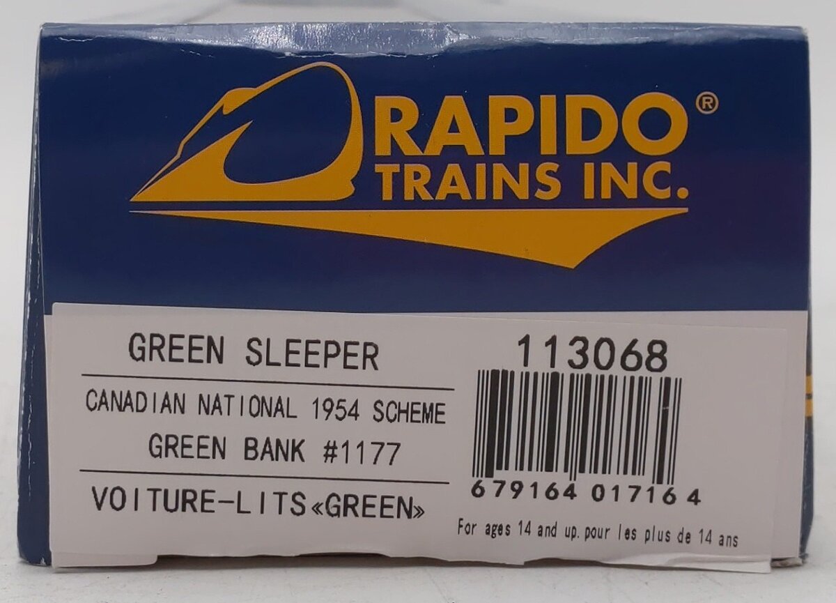 Rapido Trains 113068 HO Canadian National "Green Bank" 6-4-6 Sleeper #1177