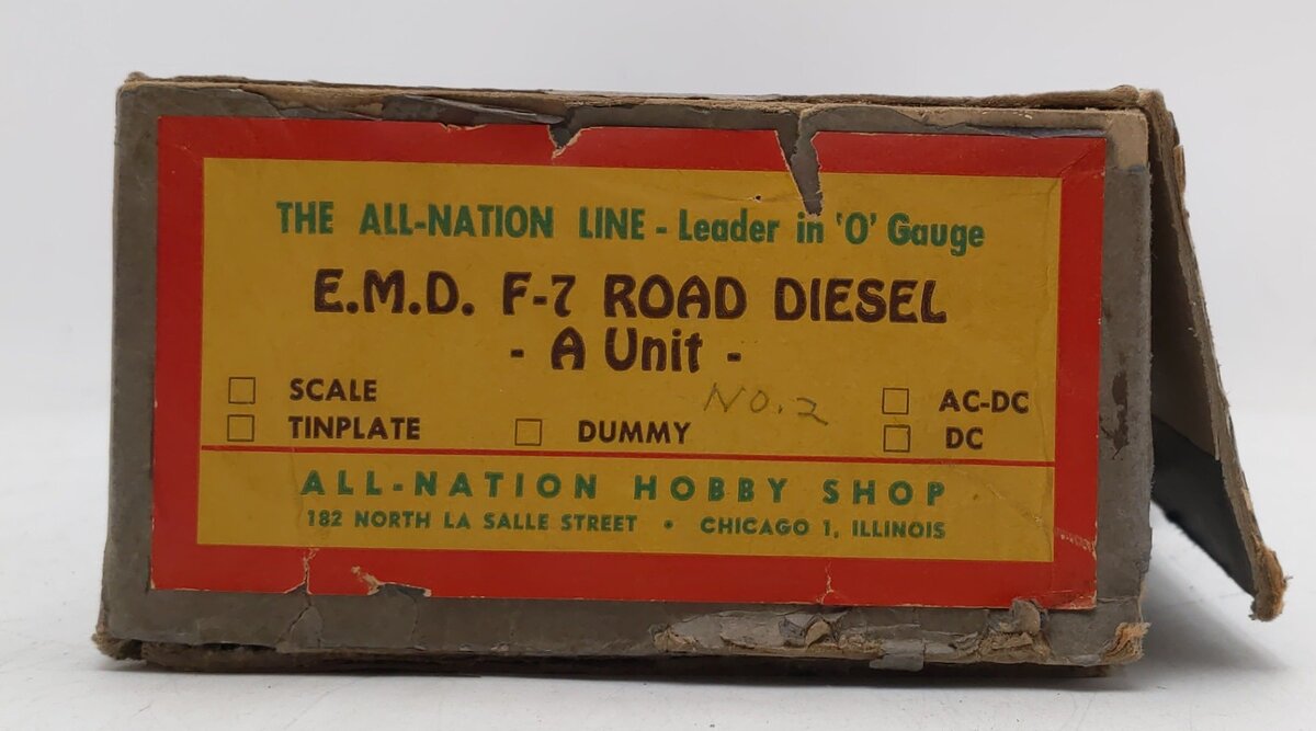 All-Nation Vintage O Gauge EMD F-7 Road Diesel A Unit Kit #2 VG/Box