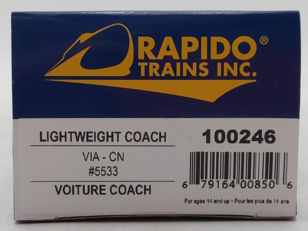 Rapido Trains 100246 HO VIA CN Super Continental Line(TM) Coach #5533