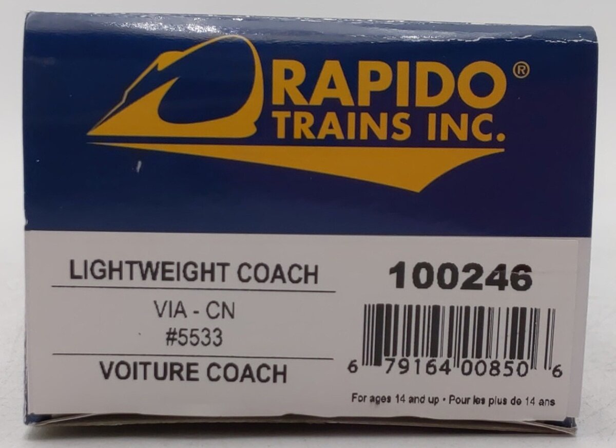 Rapido Trains 100246 HO VIA CN Super Continental Line(TM) Coach #5533