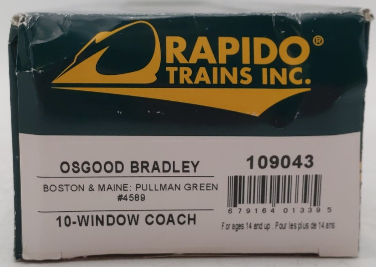 Rapido Trains 109043 HO Boston & Maine PS Osgood-Bradley 10-Window Coach #4589
