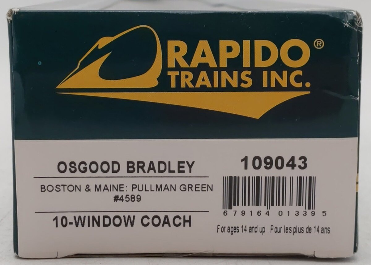 Rapido Trains 109043 HO Boston & Maine PS Osgood-Bradley 10-Window Coach #4589