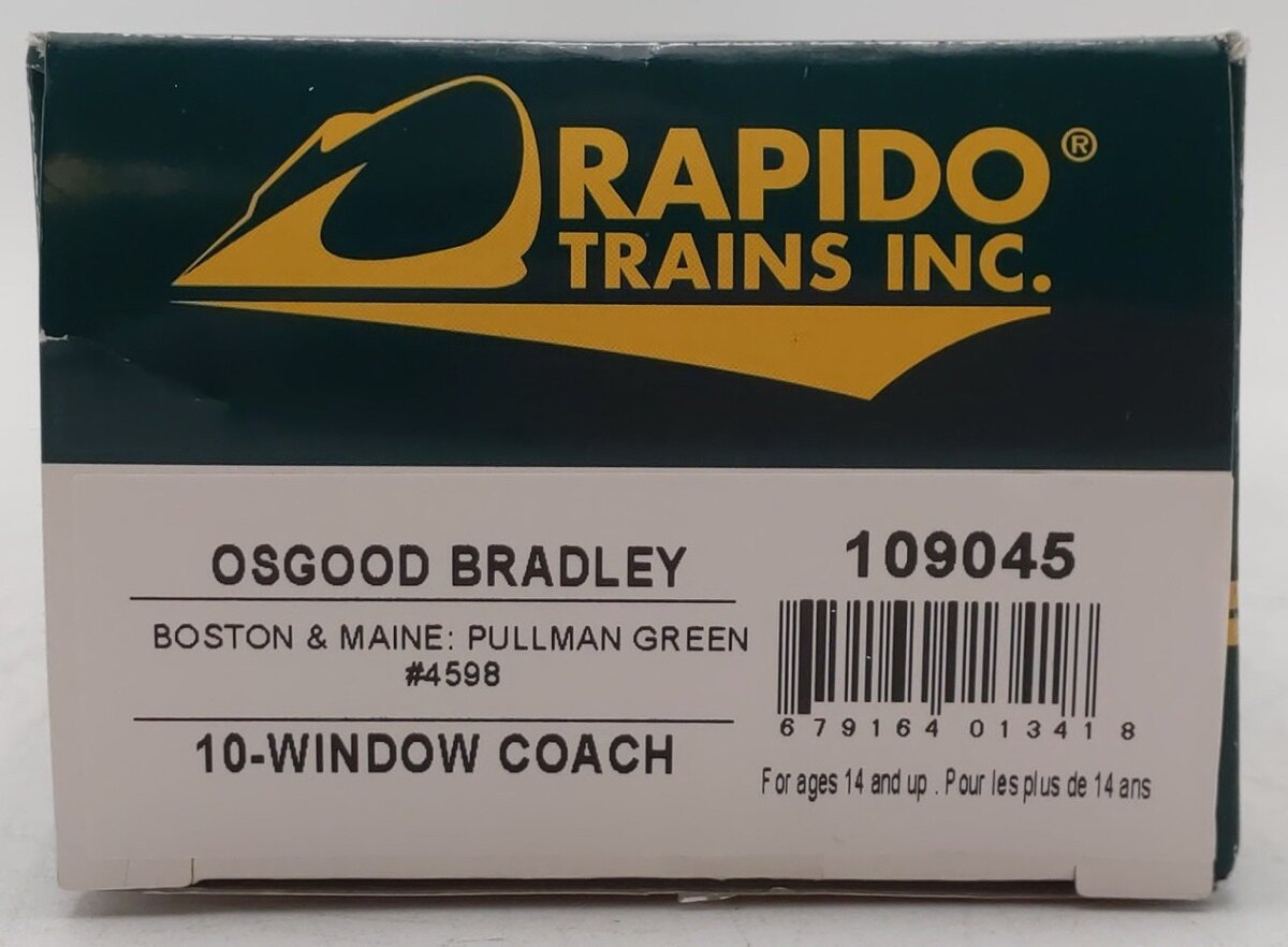Rapido Trains 109045 HO Boston & Maine PS Osgood-Bradley 10-Window Coach #4598