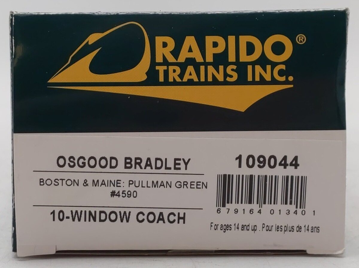 Rapido Trains 109044 HO Boston & Maine PS Osgood-Bradley 10-Window Coach #4590