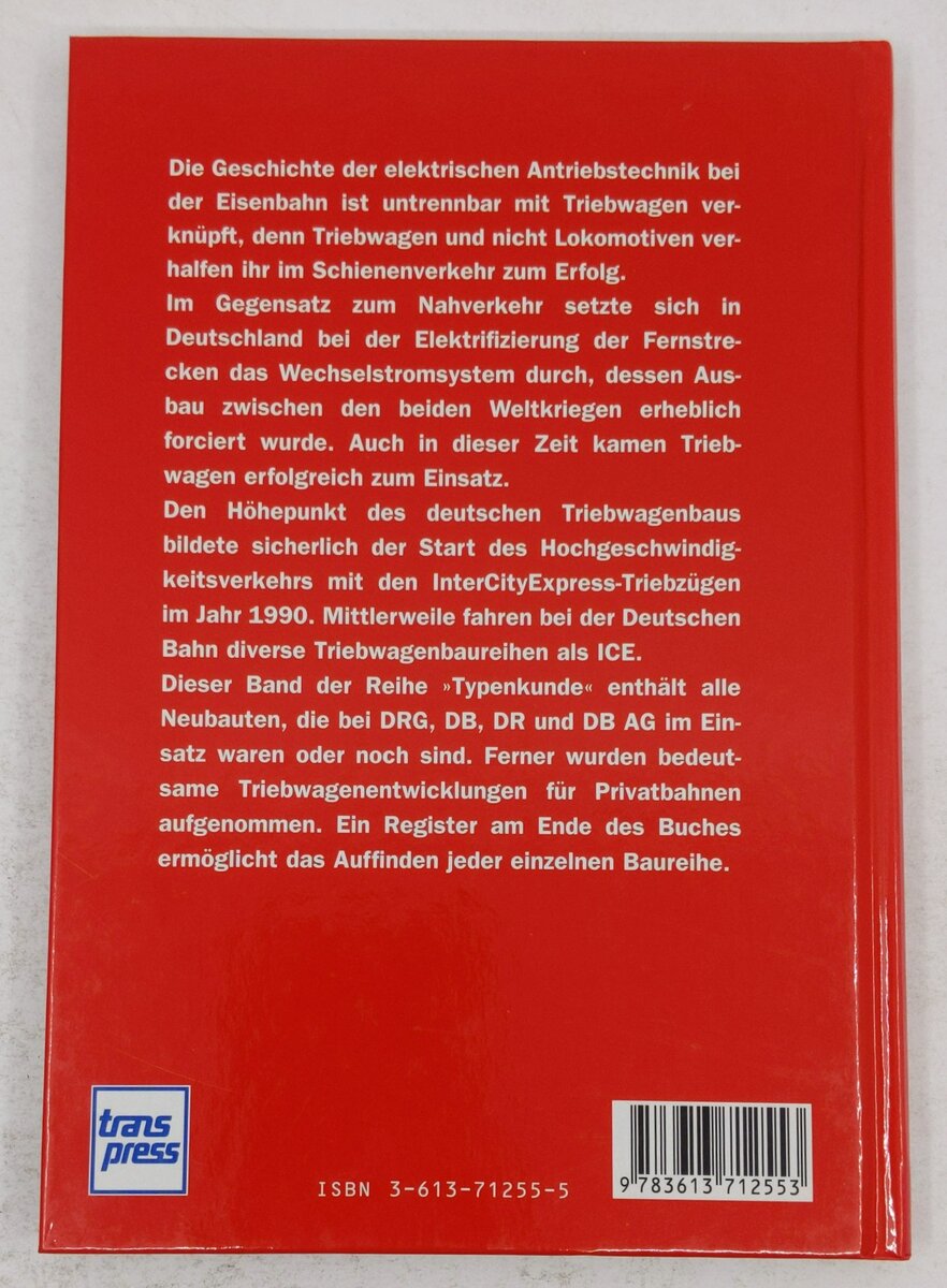 Typenkunde deutscher Elektrotriebwagen Hardcover Book By Thomas Estler EX