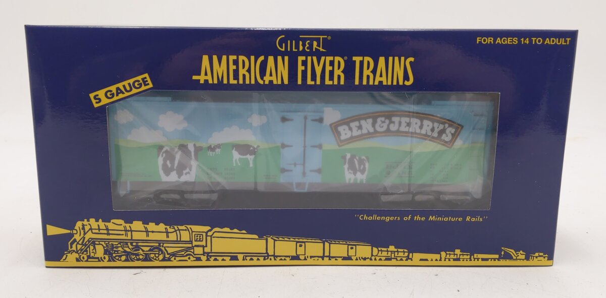 American Flyer 6-44156 S Gauge Ben & Jerry's Woodsided Reefer TCA Ex. #20185 MT/Box