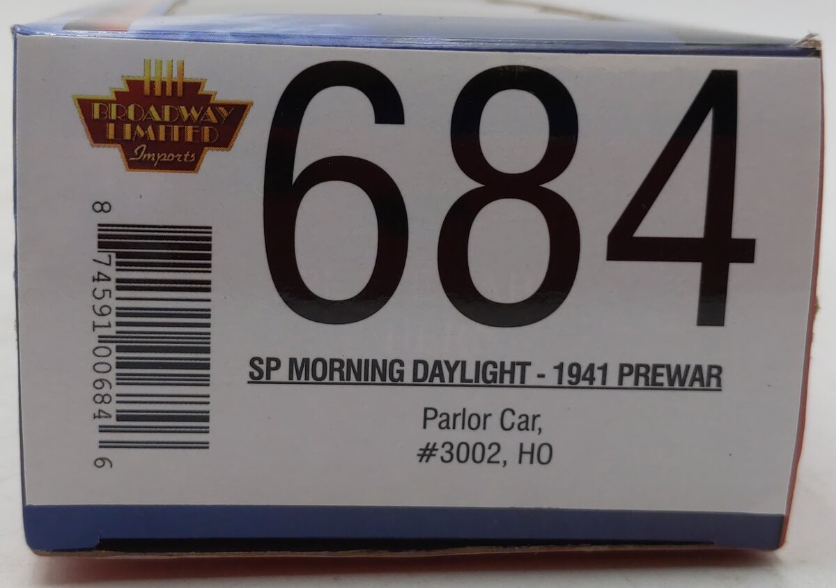 Broadway Limited 684 HO Scale Southern Pacific Morning Daylight Parlor Car #3002