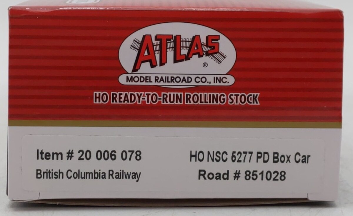 Atlas 20006078 HO British Columbia Railway NSC 5277 50' Plug-Door Boxcar #851028