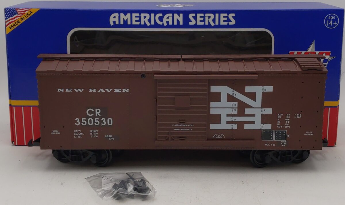 USA Trains R19090D G Conrail/New Haven Simulated Wood Box Car #350530 (BC Red)