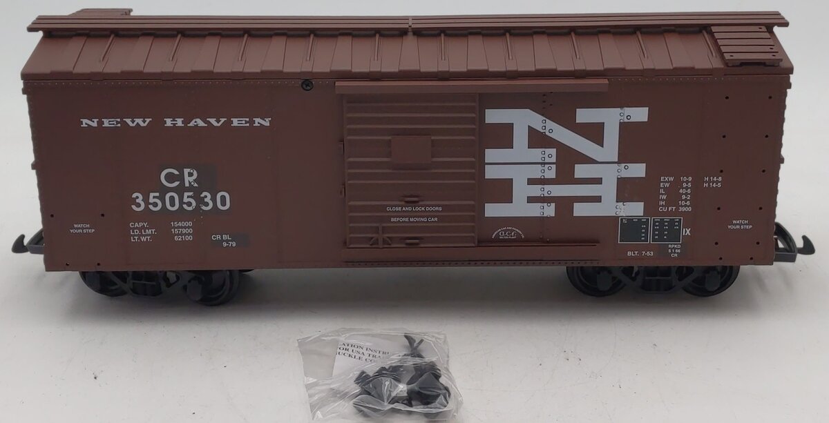USA Trains R19090D G Conrail/New Haven Simulated Wood Box Car #350530 (BC Red)