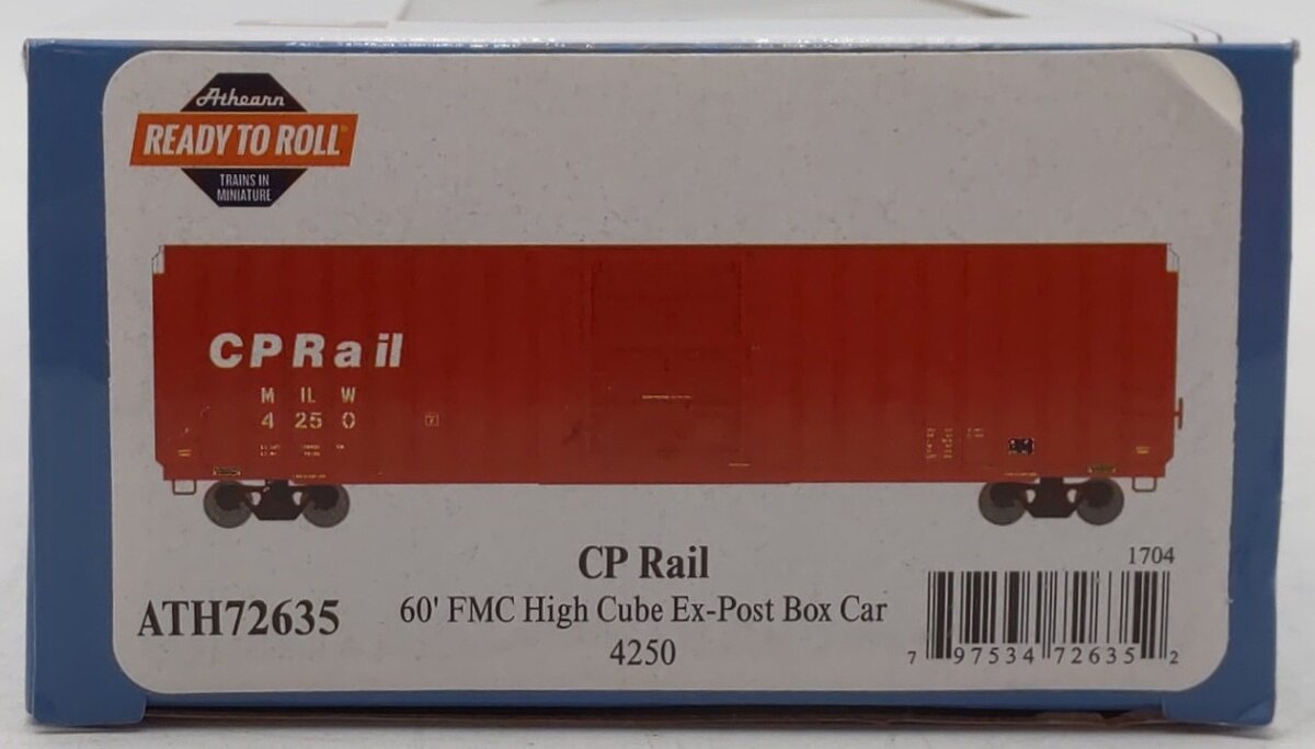 Athearn 72635 HO Canadian Pacific RTR FMC 60' Hi-Cube Ex-Post Box (Red) #4250