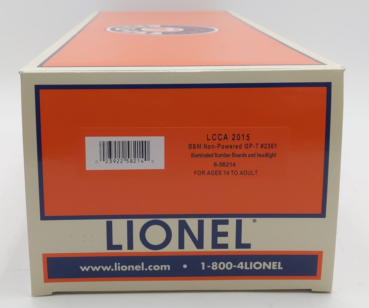 Lionel 6-58214 O Gauge LCCA B&M Non-Powered GP-7 Diesel Locomotive #2361 EX/Box