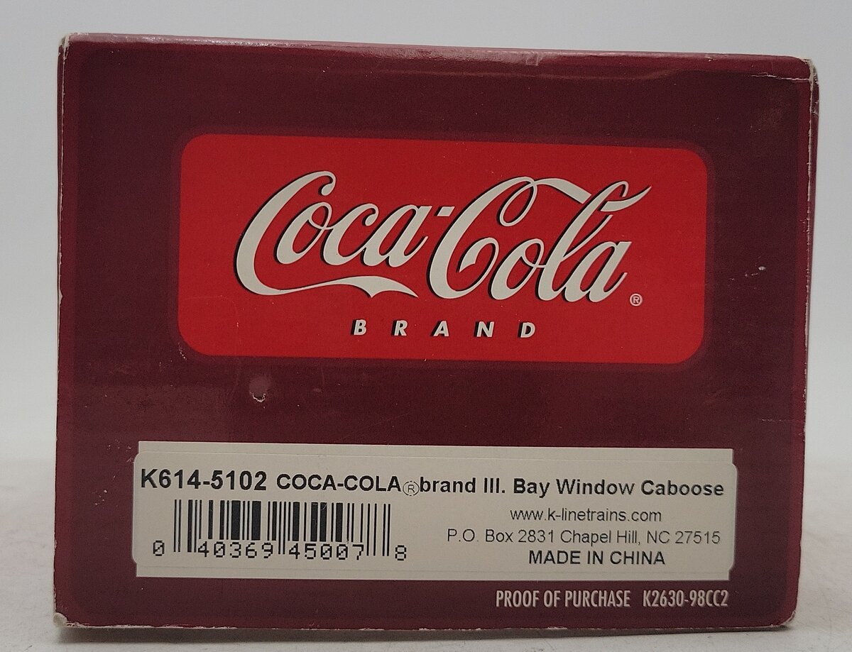 K-Line K614-5102 O Gauge Coca-Cola Bay Window Caboose EX/Box