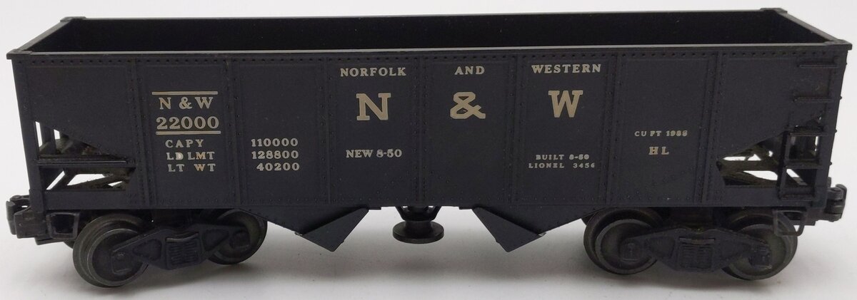 Lionel 3456 Vintage O Norfolk & Western Operating Hopper #22000 VG/Box