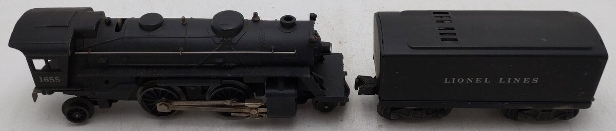 Lionel 1655 Vintage O Lionel Lines 2-4-2 Steam Locomotive with 6654W Tender VG