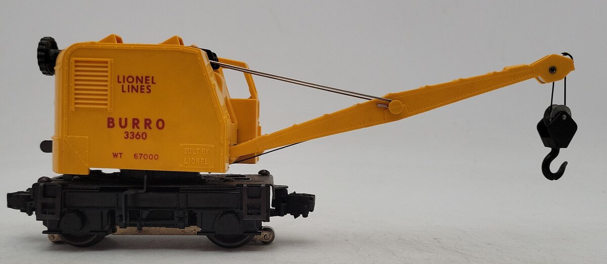 Lionel 3360 Vintage O Gauge Postwar Operating Burro Crane Car VG/Box