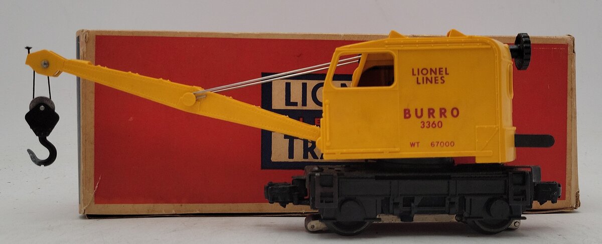 Lionel 3360 Vintage O Gauge Postwar Operating Burro Crane Car VG/Box