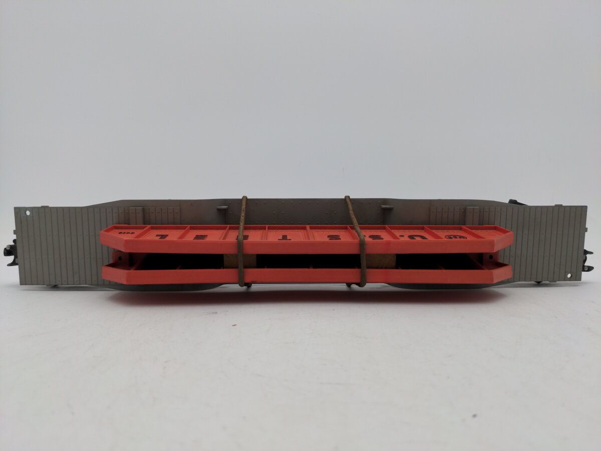 Lionel 6418 Vintage O 4 Truck Die-Cast Machinery Car with Pinkish Red Girders VG