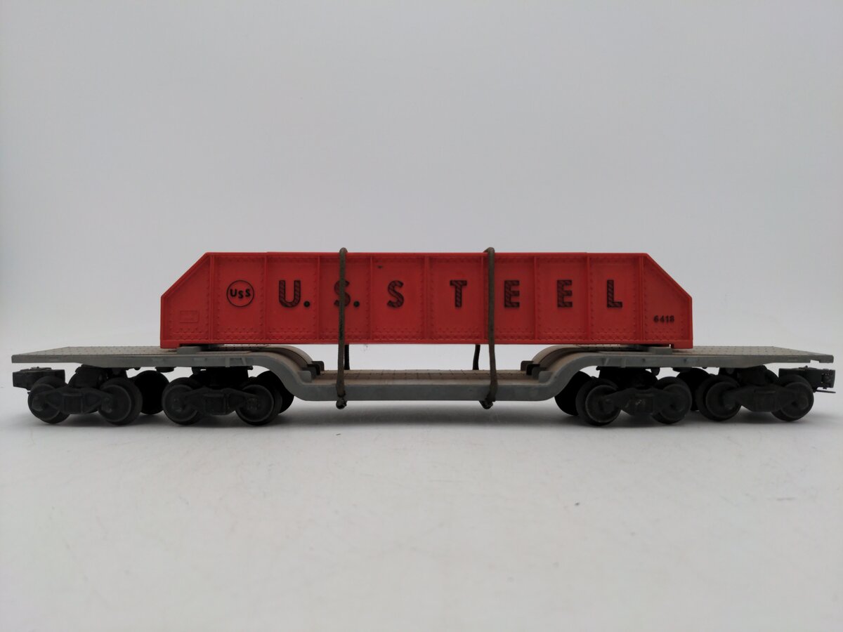 Lionel 6418 Vintage O 4 Truck Die-Cast Machinery Car with Pinkish Red Girders VG