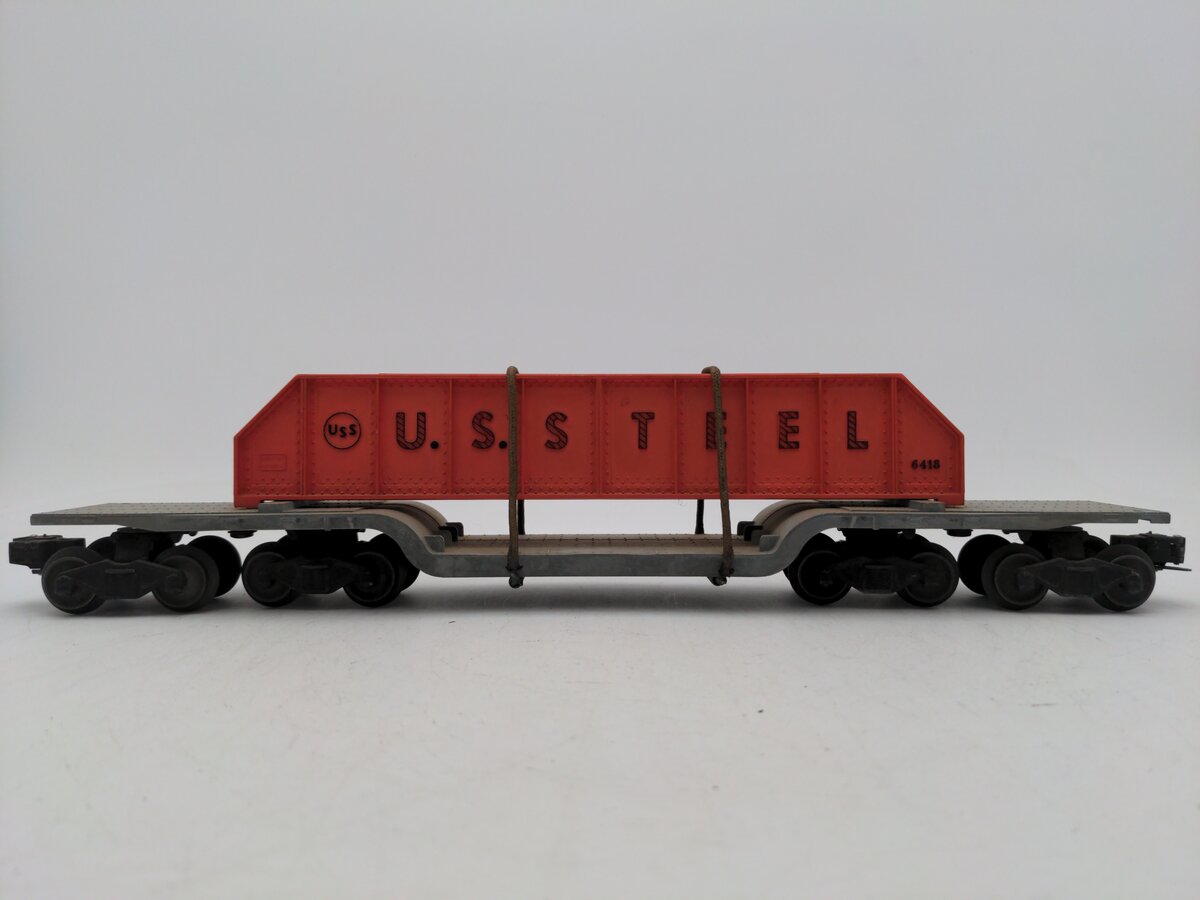 Lionel 6418 Vintage O 4 Truck Die-Cast Machinery Car with Pinkish Red Girders VG