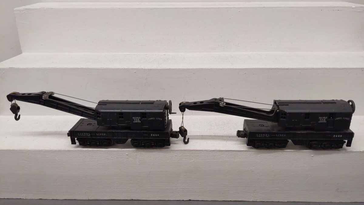 Lionel 2460 Vintage O Lionel Lines Bucyrus Erie Crane Cars (2) VG