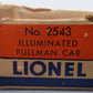 Lionel 2543 Vintage O Gauge Pennsylvania Aluminum "William Penn" Pullman Car VG/Box