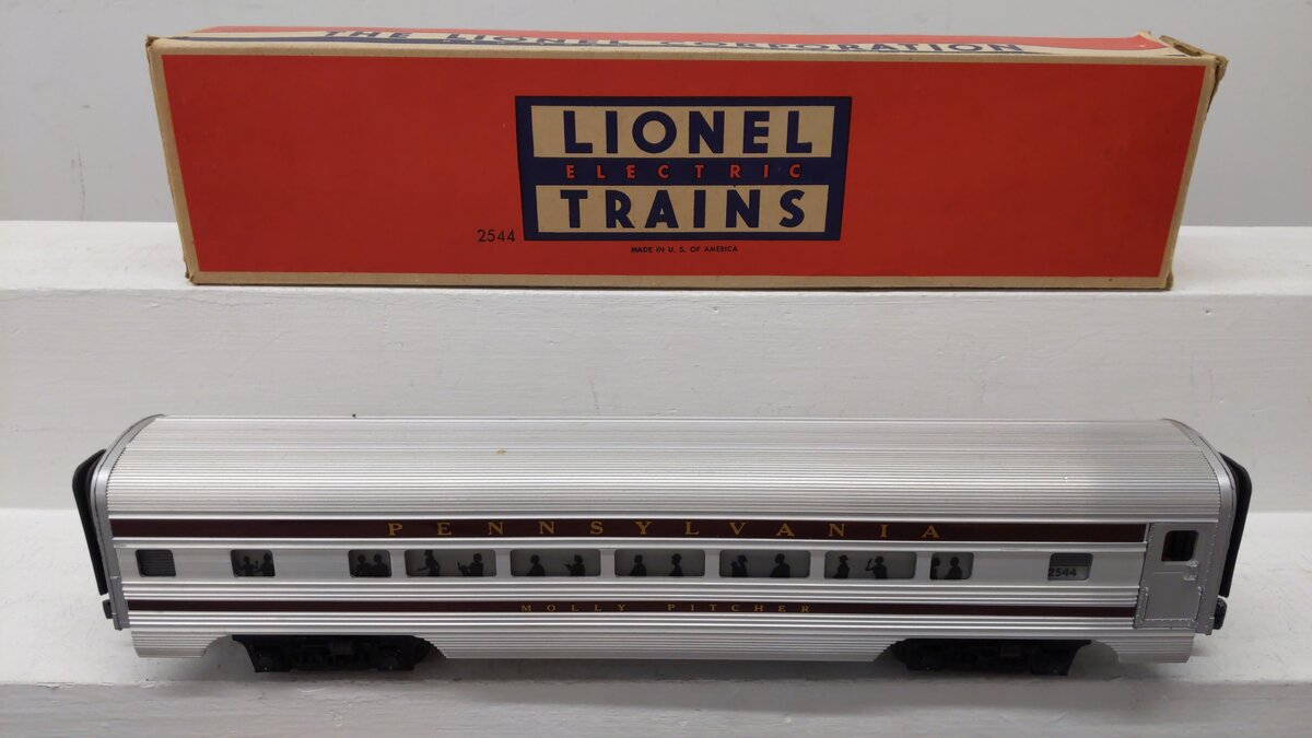 Lionel 2544 Vintage O Pennsylvania Molly Pitcher Aluminum Pullman Car VG/Box