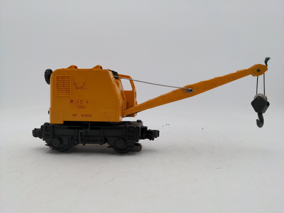 Lionel 3360 Vintage O Gauge Postwar Operating Burro Crane Car VG
