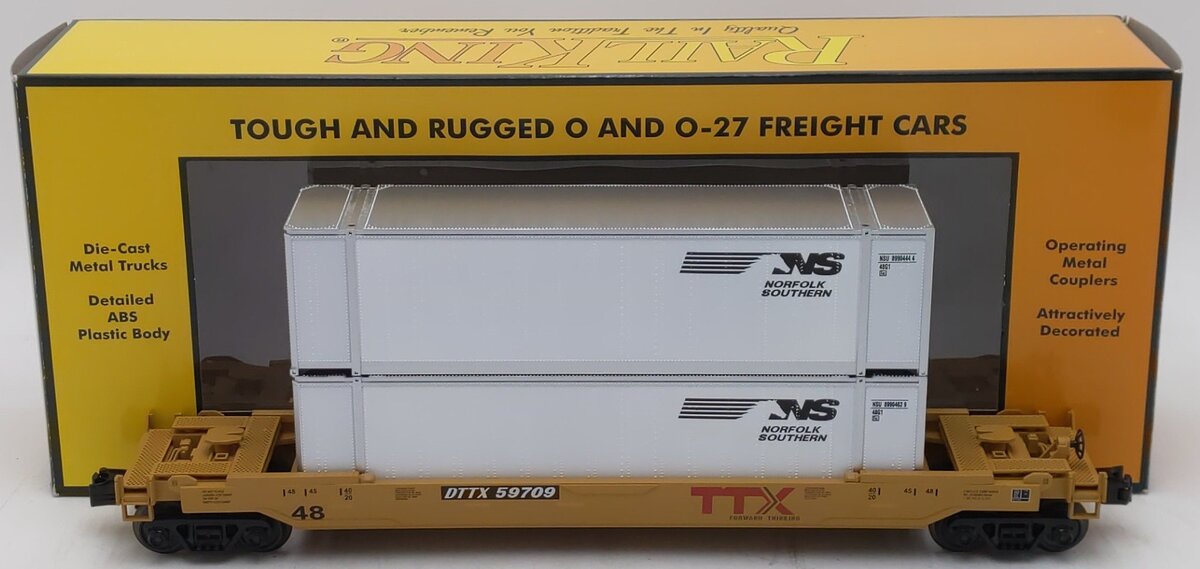 MTH 30-76718 O Gauge Norfolk Southern Stack Car #59709 LN/Box