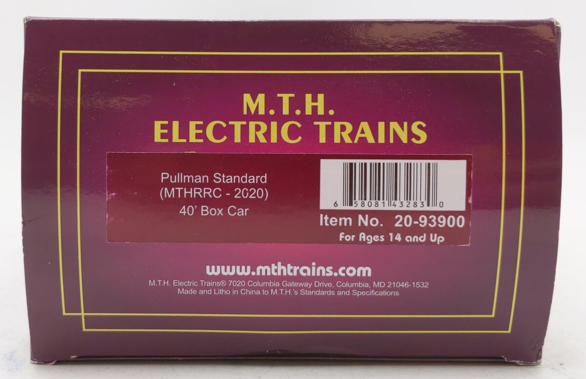 MTH 20-93900 O Gauge MTHRRC 2020 Pullman Standard 40' Boxcar #1 LN/Box