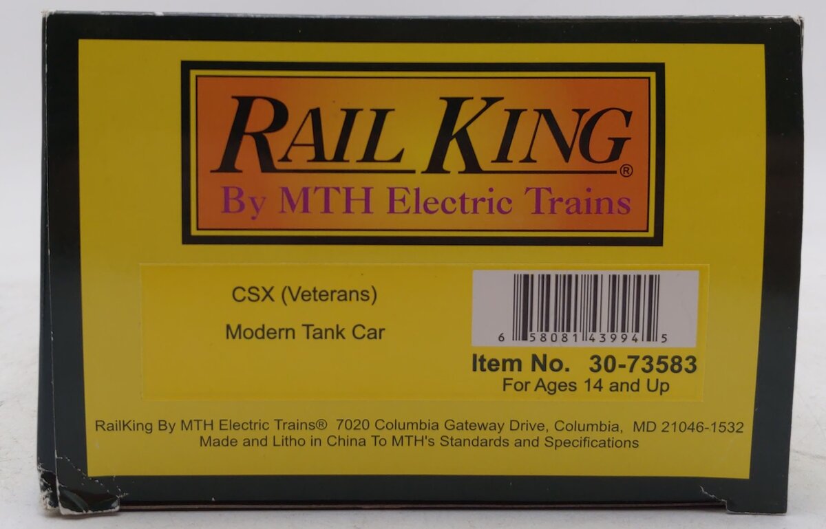 MTH 30-73583 O CSX Veterans RailKing Modern Tank Car #1776