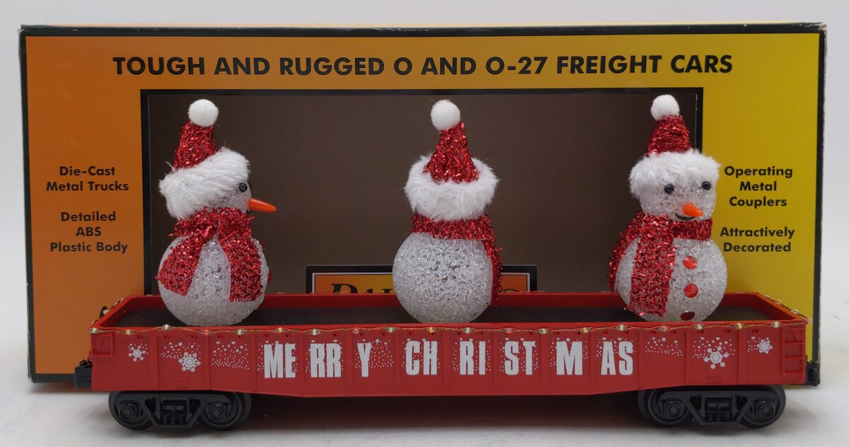 MTH 30-72210 O Christmas Gondola Car w/ LED Christmas Lights & Lighted Snowmen