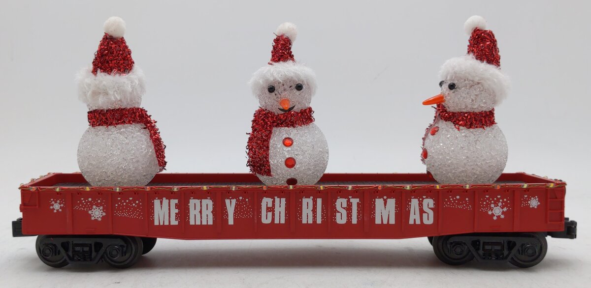 MTH 30-72210 O Christmas Gondola Car w/ LED Christmas Lights & Lighted Snowmen