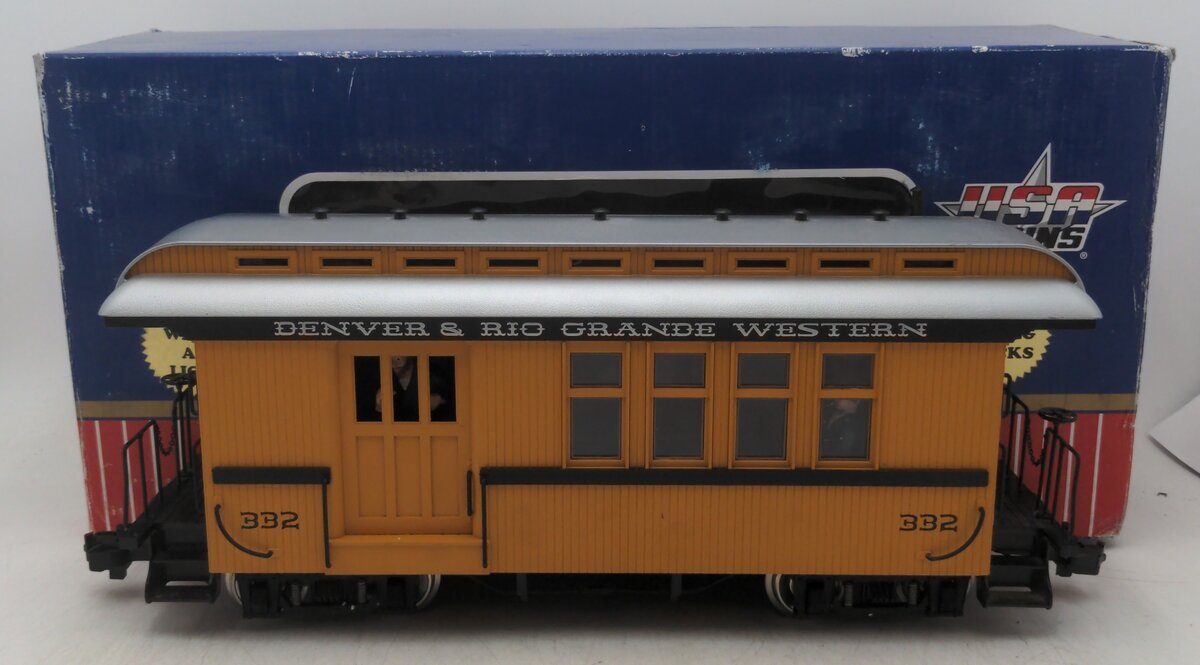 USA Trains 30201 G D&RGW Overton Combine #332 (Metal Wheels) VG/Box