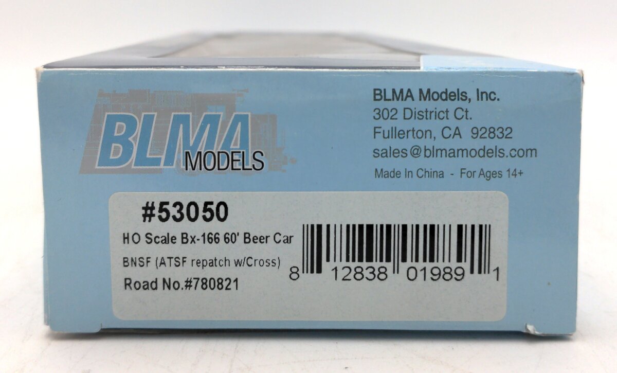 BLMA Models 53050 HO Burlington Northern Santa Fe 60' Beer Car Bx-166 #780821
