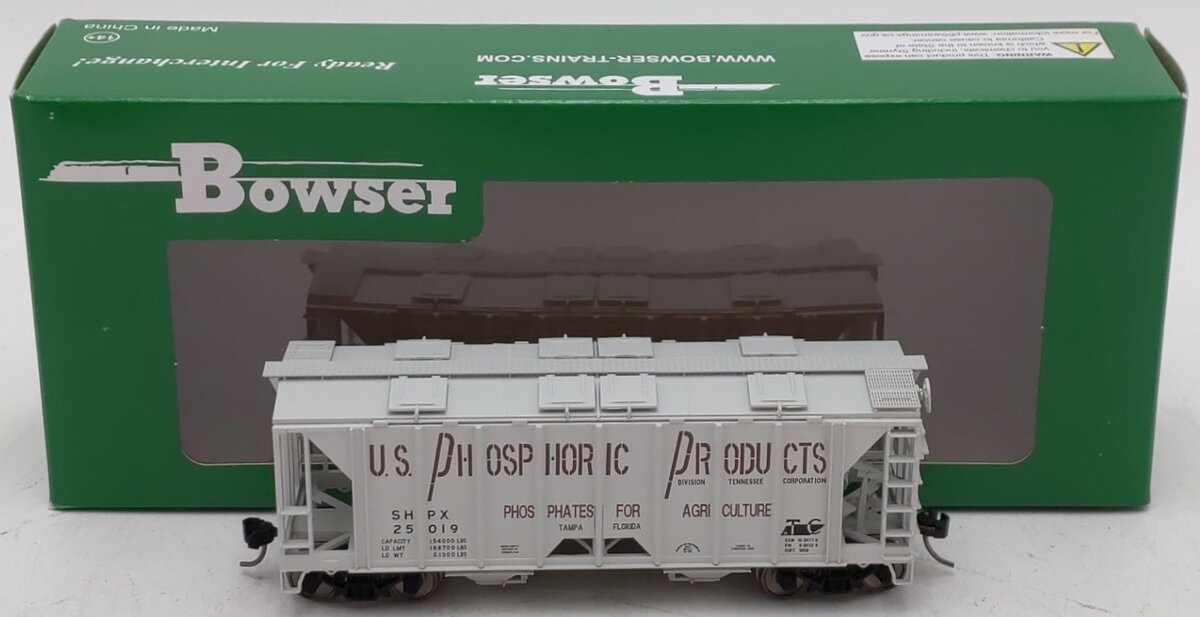 Bowser 42775 HO US Phosphoric Products 70-Ton 2-Bay Covered Hopper RTR #25019
