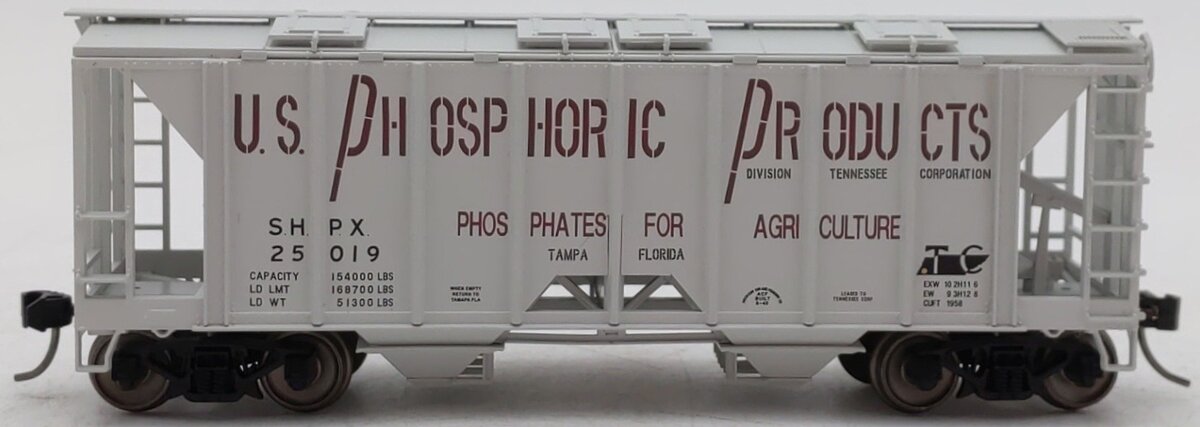 Bowser 42775 HO US Phosphoric Products 70-Ton 2-Bay Covered Hopper RTR #25019