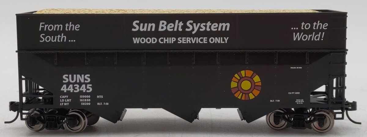 Bowser 2-5975 HO Sun Belt System 70-Ton Offset Side Wood Chip Hopper RTR #44345