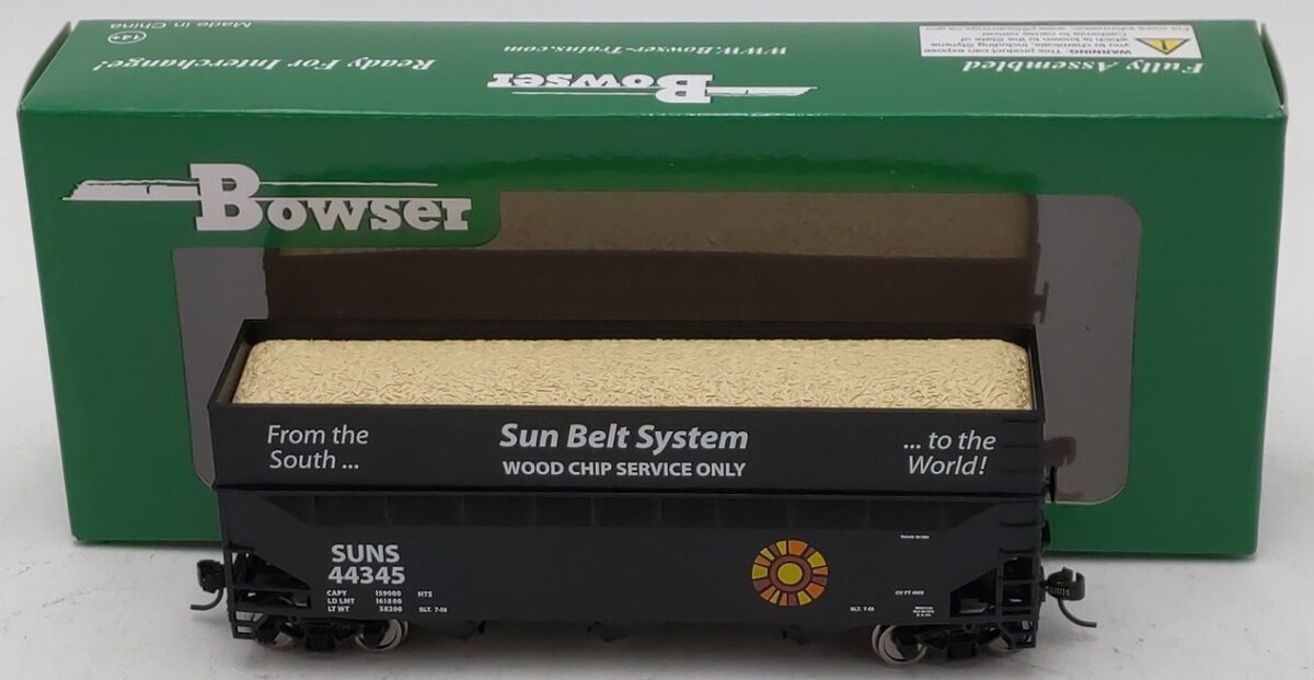 Bowser 2-5975 HO Sun Belt System 70-Ton Offset Side Wood Chip Hopper RTR #44345